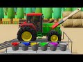 Painting a Tractor with a Wooden Brush - Big Barn with Tractors and other Vehicles