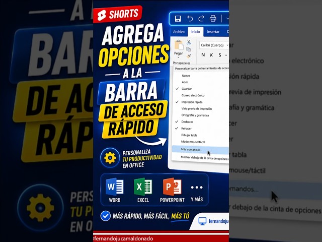 Personaliza la Barra de Acceso Rápido en Word, Excel y PowerPoint ⚡