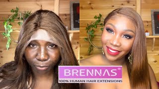 QUICK AT HOME FRONTAL INSTALL FT BRENNAS WIG || WIG REVIEW