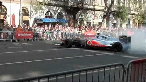 Formula 1 street race burnout Jenson Button Budapest 2012 loud sound