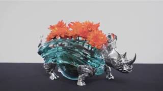 2015000568 - Glass Ashtray with Silver Rhino