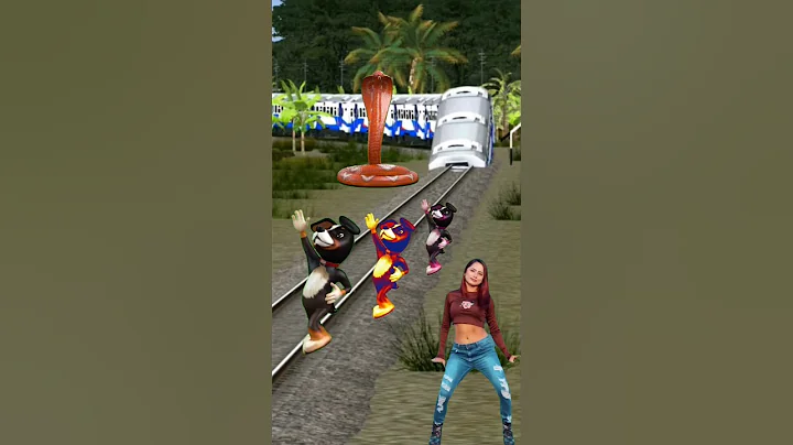 Watch the video about Three cute dog baby sanke stop train by dance #trending #catdance #cute #cat #funny #dance