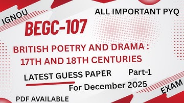 BEGC-107 Latest Guess Paper 2025 🔥 | Expected Questions & PYQs | Part-1  #ignou #ignouexam  #begc107