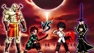 Chaos Tanjiro OP & Kratos V2 OP VS Touma V3 OP & Cid Kagenou V2 OP in Jump Force Mugen