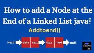1.3 How to add Node at the End of a Linked List java |insert node end of list addtoend method