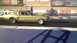 Sniff Bros 1967 Mustang Fastback Drag Car At Fontana Feb 13, 2011 Nice Wheelie