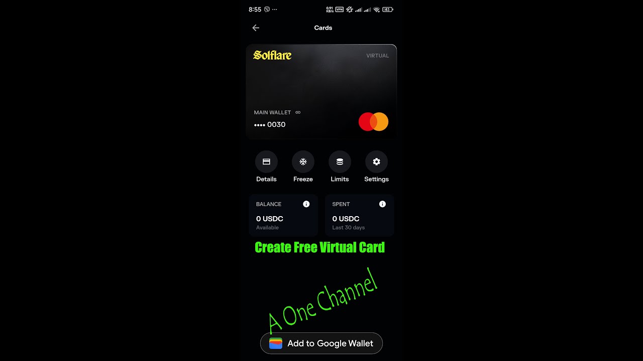 Solflare, Create Free Virtual card 2026, Free mastercard/USDT/USDC, virtual card အခမဲ့ လျှောက်နည်း
