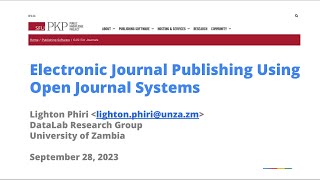 Invited Talk | Higher Education Authority | Electronic Journal Publishing Using Open Journal Systems