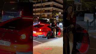 BEAUTIFUL LADY ARRIVES IN FERRARI 812 SUPERFAST #ferrari #supercars #shorts #viral #trending