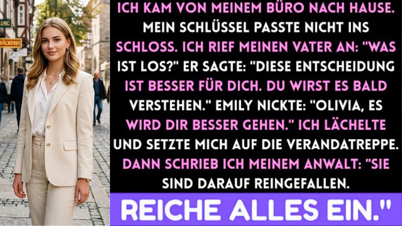 Ich konnte meinen Schlüssel nicht mehr ins Schloss stecken, weil jemand das Schloss ausgetauscht hatte – und vor meinem eigenen Haus standen fremde Männer und trugen meine Möbel hinaus. Meine...