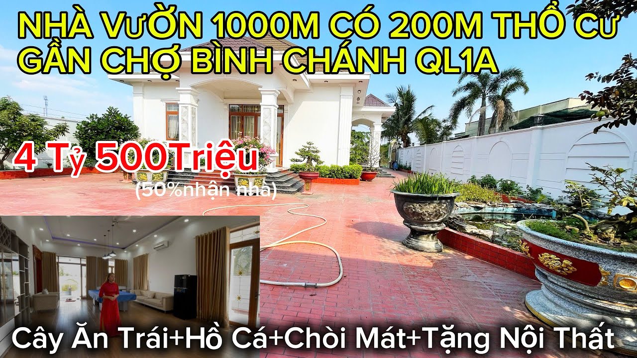 Nhà Vườn 1000m² Có 200m² Thổ Cư – Gần Chợ Bình Chánh