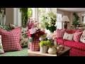 Classic English Cottage Style Decor | Gingham, Red &amp; Cream Touches for Spring
