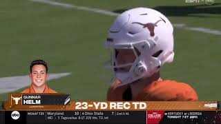 Quinn Ewers 23 Yard Touchdown Pass to Gunnar Helm | #12 Oklahoma vs #3 Texas | 2023 Red River