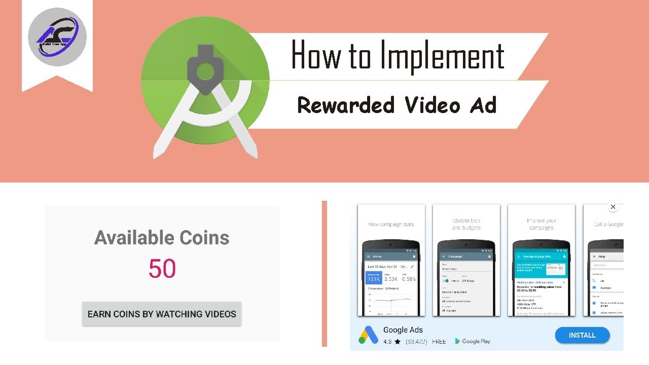 How to Implement Rewarded Video Ad in Android Studio | RewardedAd ...