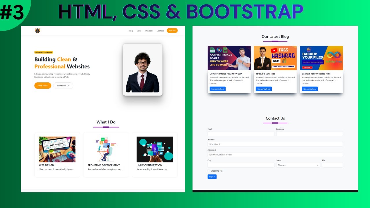 #3 How to Create Personal Portfolio Website using HTML CSS Bootstrap ...