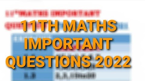 11th Maths important questions 2022 | volume 1