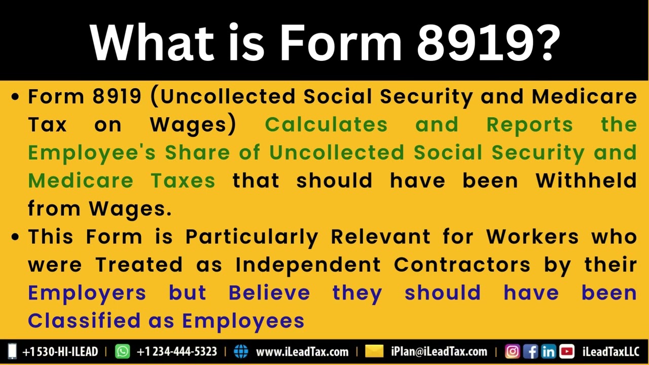 Sep 16,Tuesday - About Form 8919