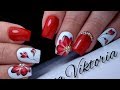 Красивый и простой дизайн ногтей красный цветок. ТОП удивителные дизайны ногтей