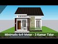 Desain rumah minimalis ukuran 6x9 meter 3 kamar tidur  awn desain