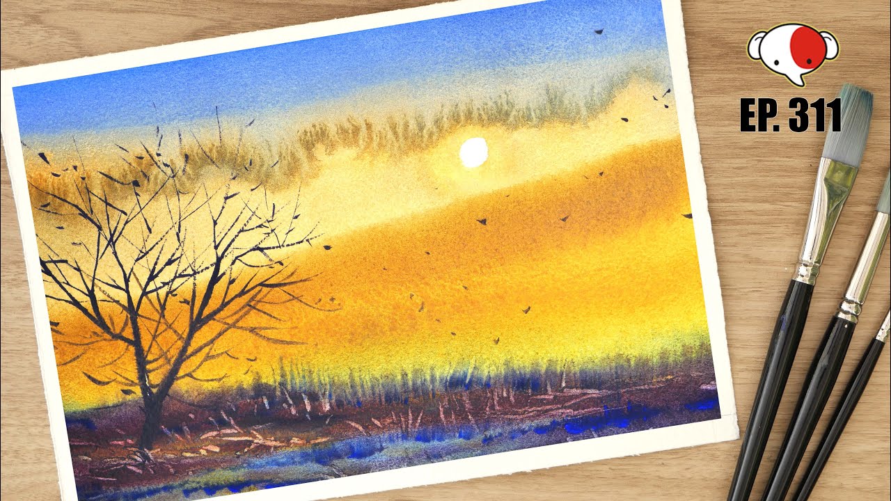 สรุปขั้นตอน วาดรูปวิวสีน้ำ ภายใน 5 นาที /ครูช้างสอนวาด ตอนที่ 311