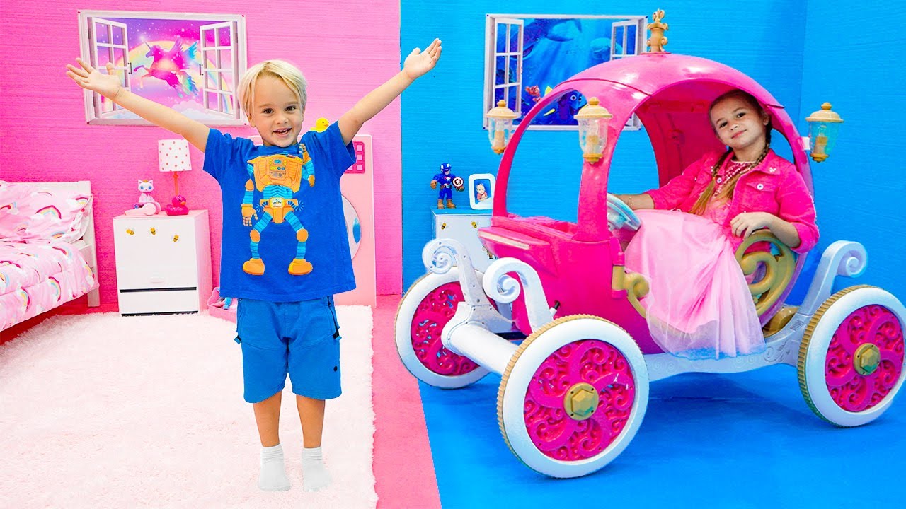 كريس ونيكول يستكشفان الغرف السرية الملونة - قصص مضحكة للأطفال