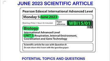 Pearson Edexcel International A level biology Scientific article for June 2023