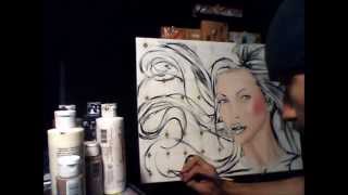 Nikki Benz Acrylic Portrait Painting By Adam Valentino