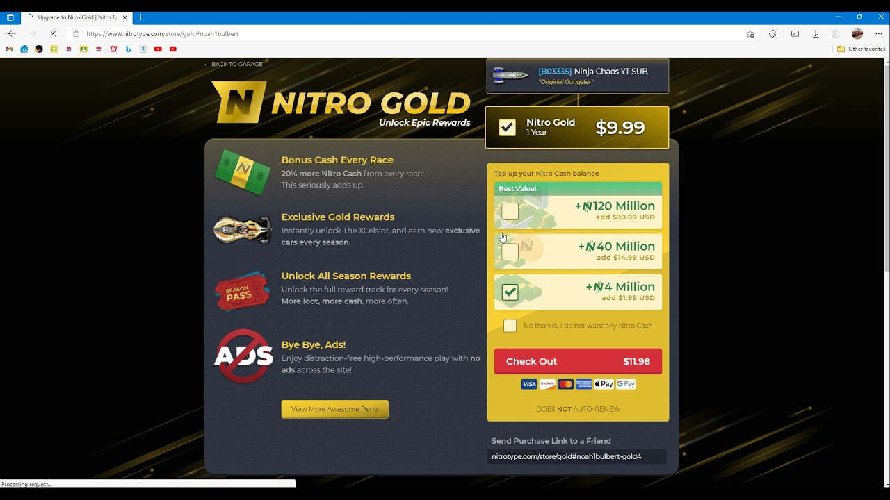 How To Get Nitro Gold For Free How to buy Nitro Gold on Nitro Type - YouTube