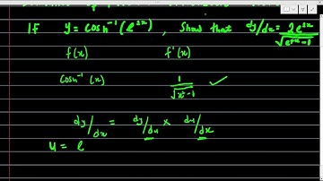 Derivative of inverse Hyperbolic function (y=cosh^-1(e^(2x))