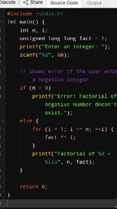BCA ll C programming language ll Find factorial of a number ll #viral # ...
