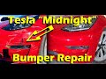 Mobile Cracked Bumper Repair Phoenix Arizona Tesla 3 (Repaired at Midnight 3 Stage Red)