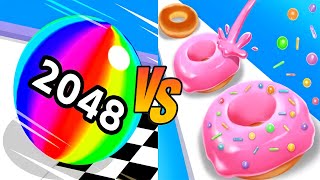 Ball Run 2048 VS Donut Stack | Gameplay Vs Gameplay | Android Gaming Vs iOS Gaming | Gameplay Battle screenshot 2