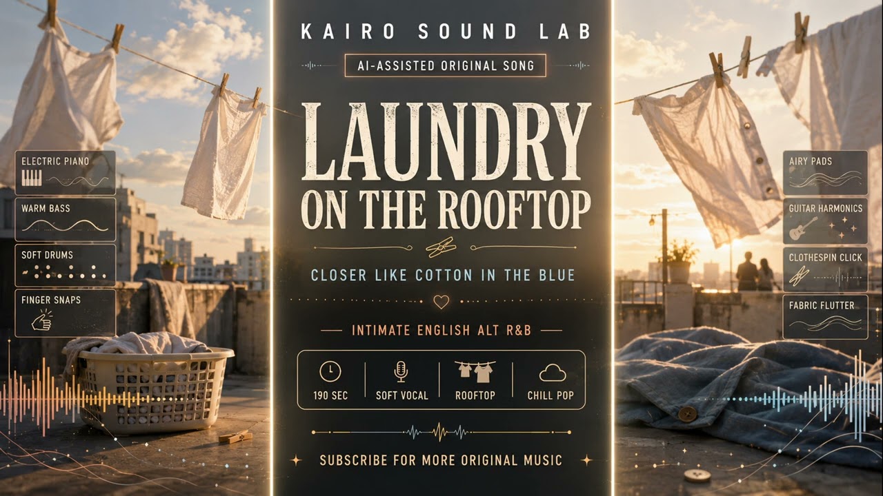 Watch 🎧 Laundry On The Rooftop | Intimate English Alt R&B | AI-Assisted Original Song on YouTube Watch 🎧 Laundry On The Rooftop | Intimate English Alt R&B | AI-Assisted Original Song on YouTube