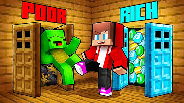 JJ and Mikey: POOR vs RICH Choose A Door Battle in Minecraft - Maizen