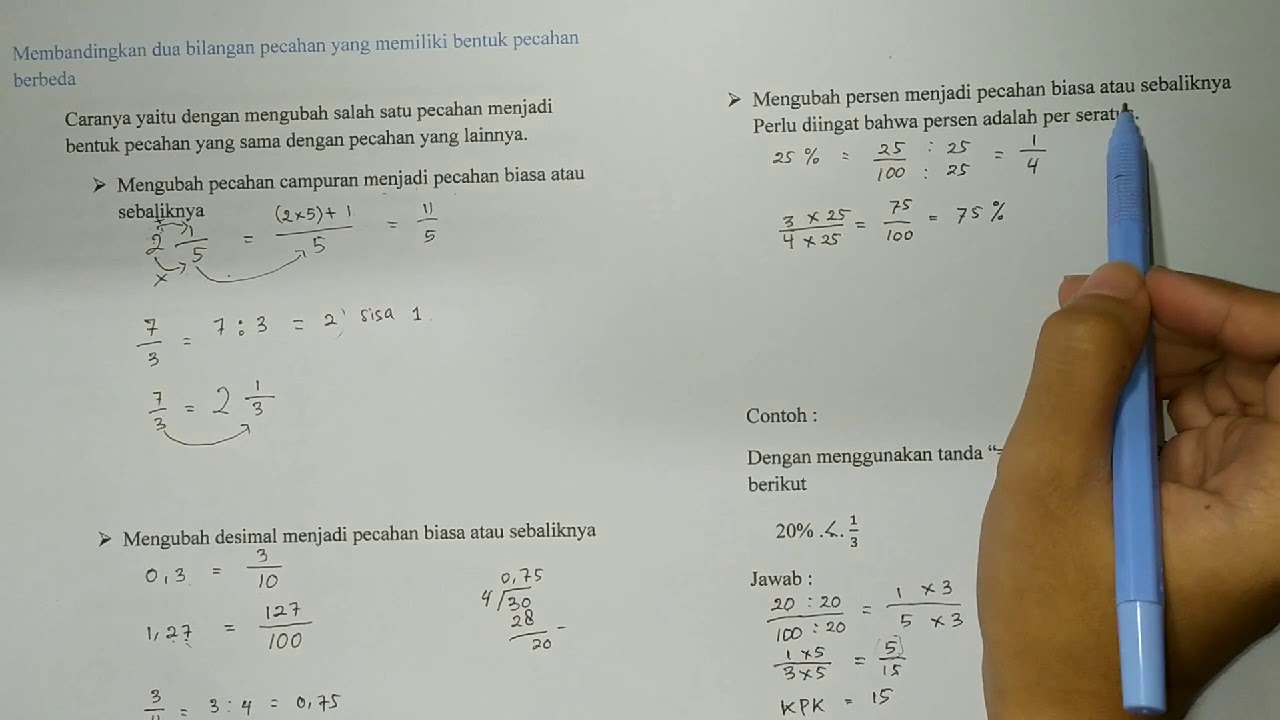 Menentukan Urutan Pada Bilangan Pecahan (Biasa, Campuran, Desimal, dan