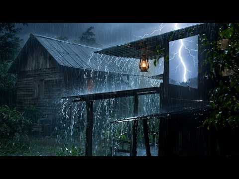 Relaxing asmr Drift into Deep Sleep | Heavy Rain & Powerful Thunder on Tin Roof Relaxing asmr