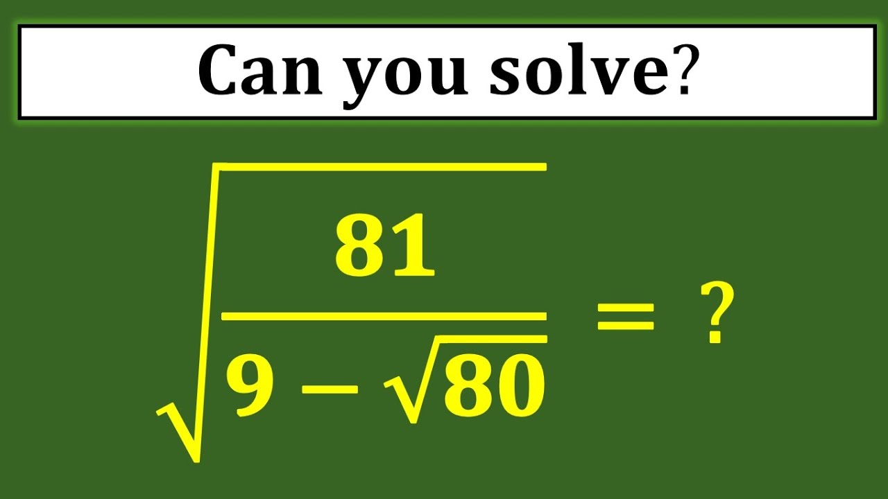 Nice Square Root Simplification Algebra Math Problem | Maths Olympiad ...
