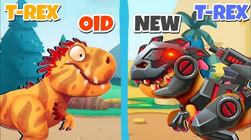 OlD vs NEW T-REX Dino Bash: Dinosaur Battle vs Dino Bash 2 Travel Through Time #1 #dinobash2