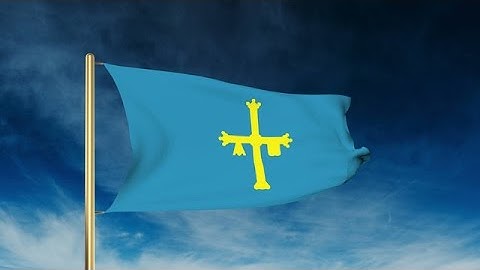 Asturias Flag Slider Style. Waving In The Win With Cloud Background Animation Stock Animation