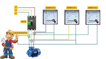 3 PHASE AMMETER CONNECTION WITH CT / CURRENT TRANSFORMER / AMMETER CONNECTION