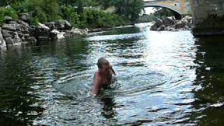 Luke Gillett Jumping off Devils Bridge. Kirby Longsdale. 19th June 2010.AVI