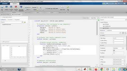 شرح مصمم التطبيقات قى ماتلاب قراءة جداول اكسل  Matlab App Designer with excel الدرس الثانى