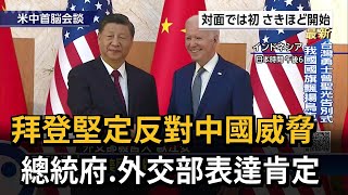 拜登堅定反對中國威脅 總統府.外交部表達肯定－民視新聞