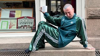 a cup of coffee and KoRn x ADIDAS LIMITED EDITION SEQUIN TRACKSUIT