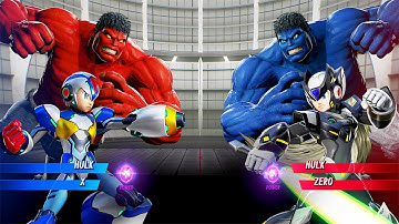 Red Hulk & X VS Blue Hulk & Zero (Very Hard) - Marvel vs Capcom | 4K UHD Gameplay