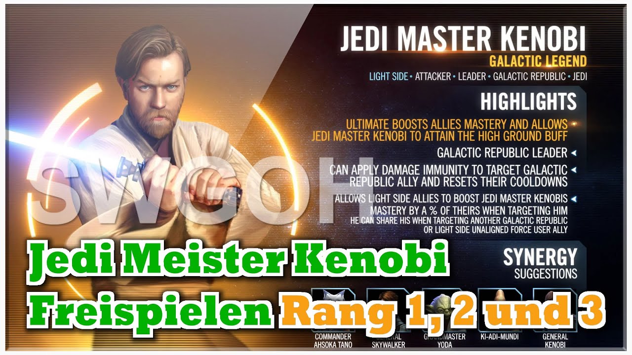 New SWGOH - Freispielen von Galaktische Legende Jedi Meister Kenobi - Rang 1, 2 und Rang 3