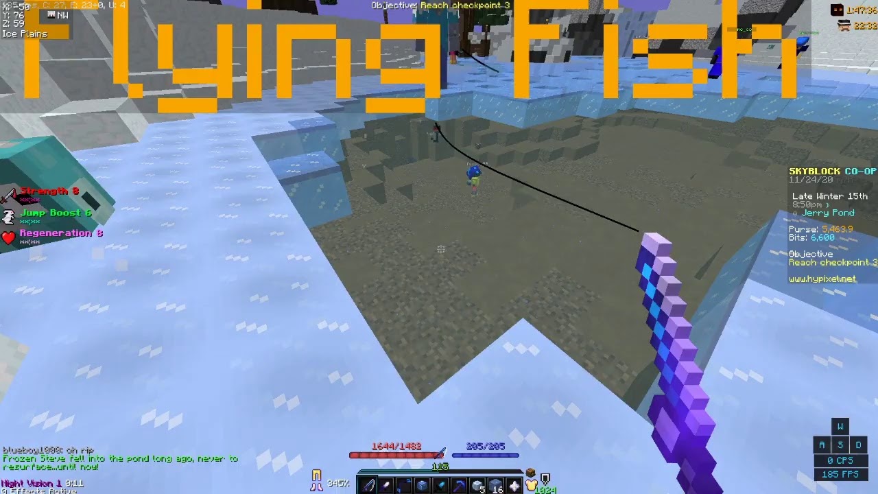 Hypixel skyblock fishing at jerry island in a call with crackheads