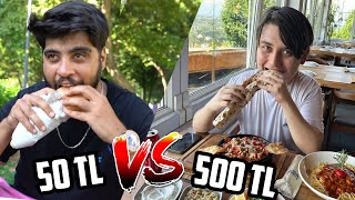 50 TL VS 500 TL&#39;lik ÖĞLE YEMEĞİ 🍝🥩🍔