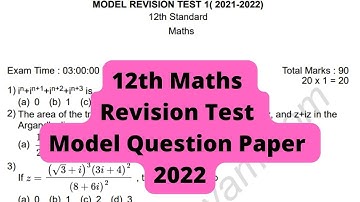 12th Maths Revision Test Model Question Paper 2022