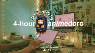 animedoro: real time study with me (40/20) no music, asmr keyboard typing with background noise